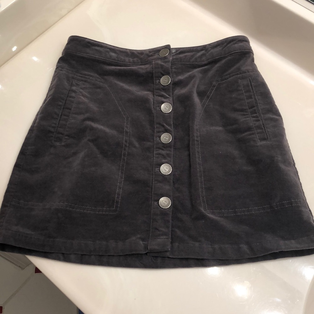 Grey corduroy button down skirt